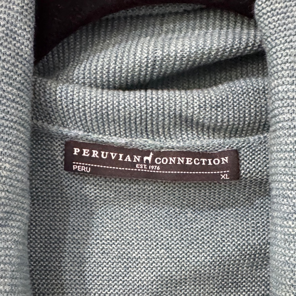 Peruvian Connection Sea Green Shawl Collar Cardig… - image 2